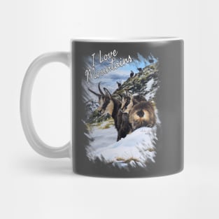 Chamois on the snow - I LOVE MOUNTAINS Mug